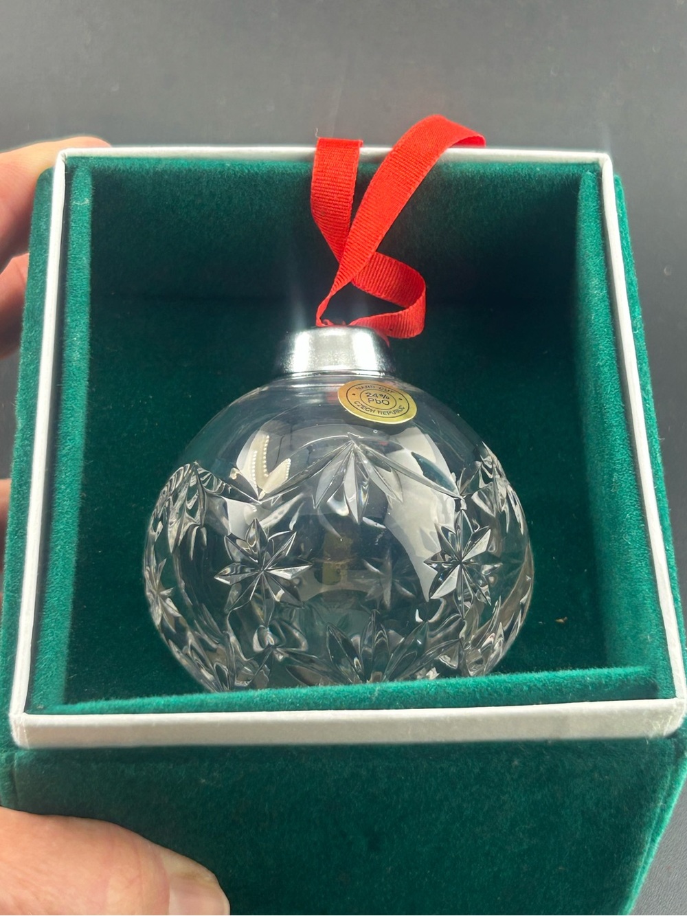 Vintage Czech Republic Hand Cut 24% Lead Crystal Christmas Ornament